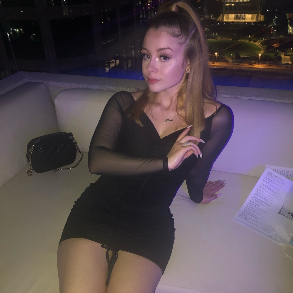 Black Mesh Ruched Bodycon Dress